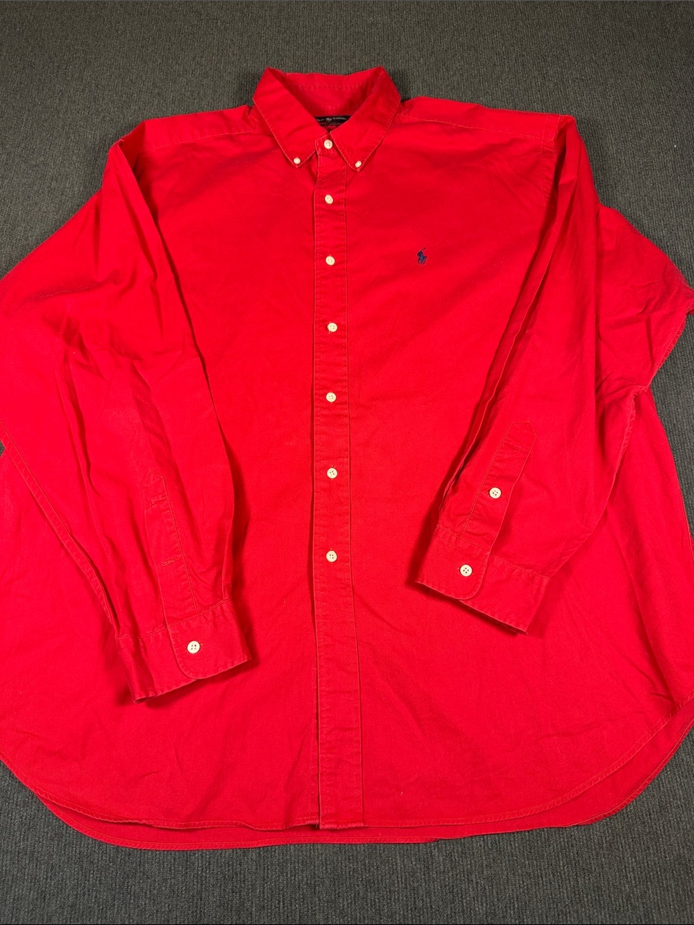 Ralph Lauren Button Down Blake Shirt Red Long Sleeve  Mens 2XL  Pony Logo Cotton